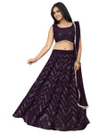 Indo-Western Wine Sequins Work Wedding Lehenga 283