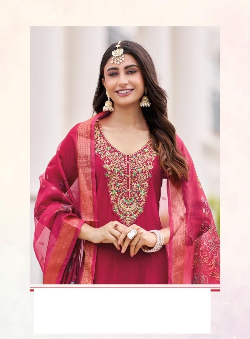 Roman Silk Embroidered Anarkali Style Kurta Set 5001