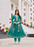 Roman Silk Embroidered Anarkali Style Kurta Set 5001