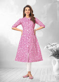 Pink Printed A-Line Cotton Kurti 2010