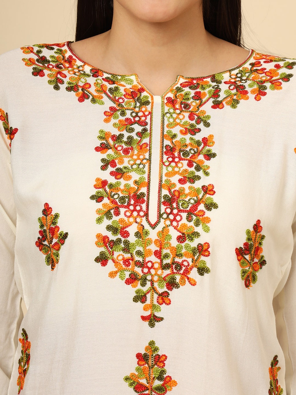 Pure Rayon Multicolor Lucknowi Short Kurti 6001
