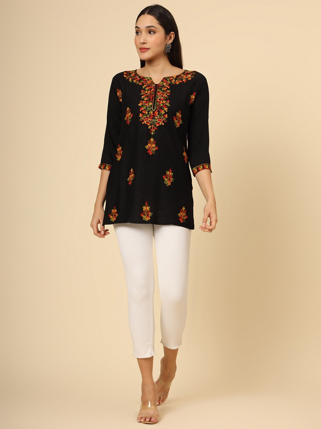 Pure Rayon Multicolor Lucknowi Short Kurti 6001