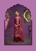 Maroon Heavy Jacquard Full Stitched Plus Size Suit With Muslin Digital Print Dupatta 11925