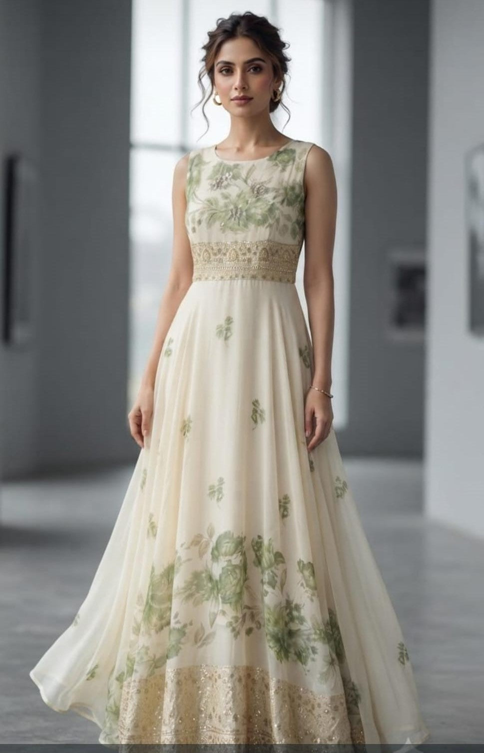 Georgette Silk Hand Work A-Line Flair Gown 1013