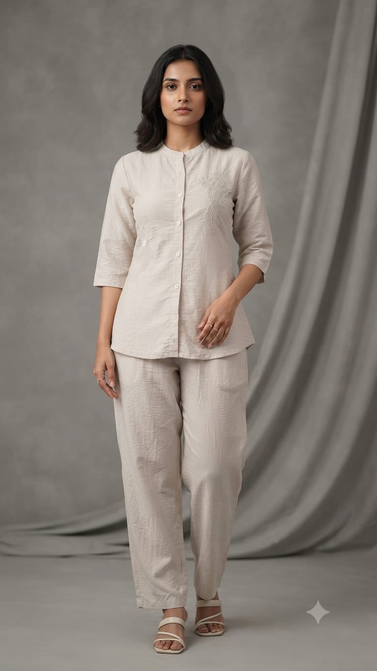 Crush Silk Festive Hand Work Co-ord Set 1018
