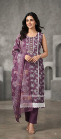 Cotton Printed Suit With Border Lace & Hand Work 1020