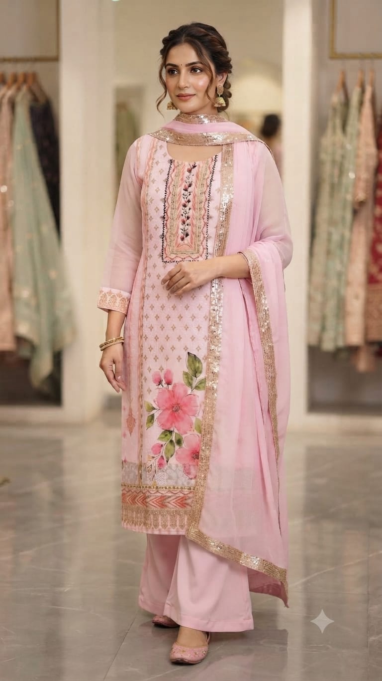 Pure Georgette Chikankari Heavy Embroidery Festive Suit 1021