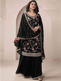 Chinon Silk Embroidered Full Stitched Wedding Palazzo Suit 73411