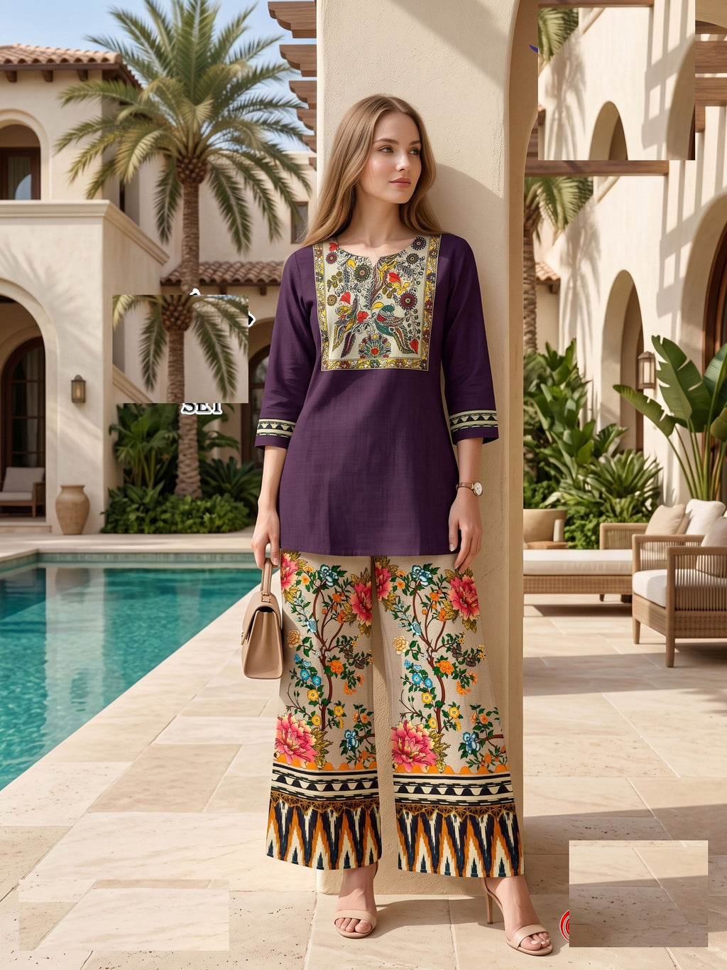 Pure Rayon Botanical Prints Casual Wear Co-ord Set 201