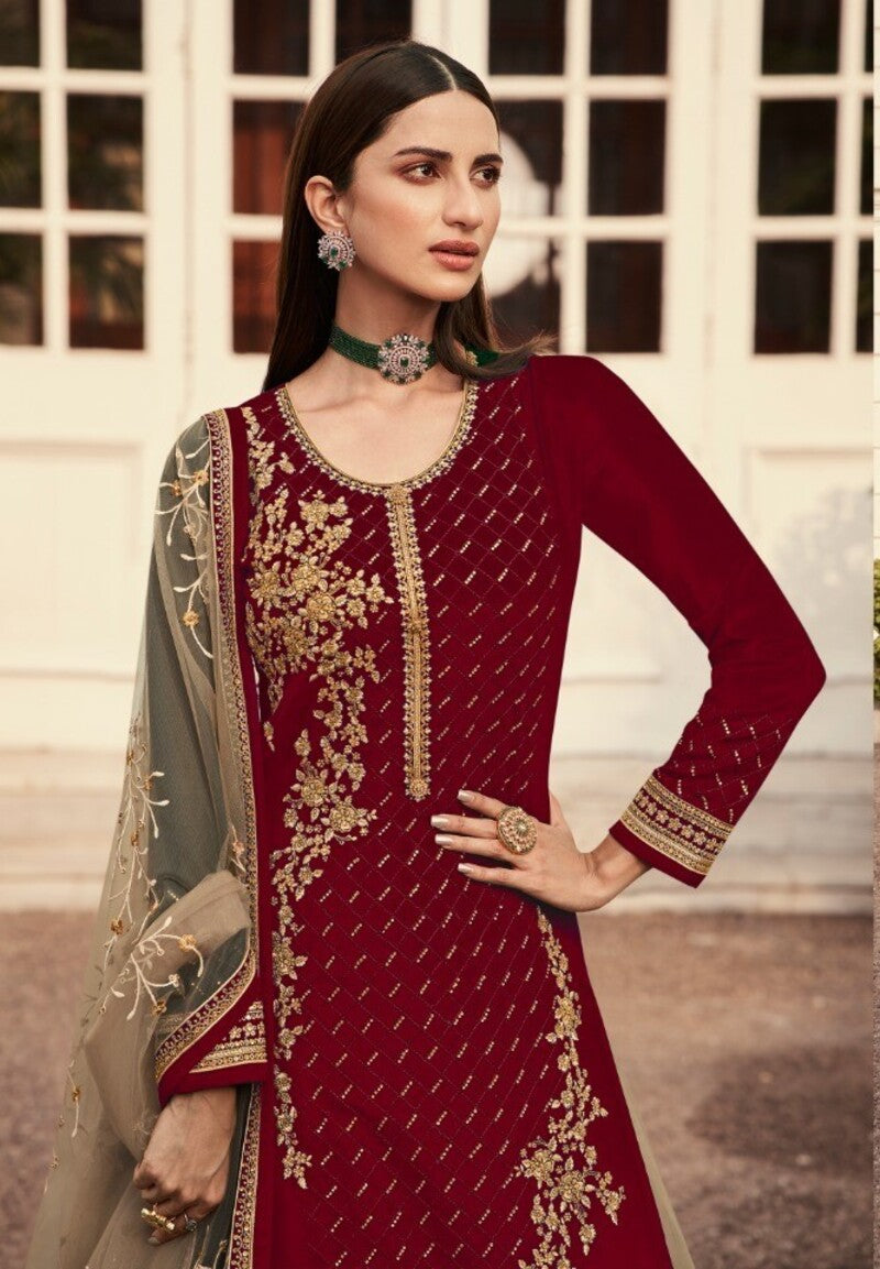 Georgette Plus Size Indo-Western Top, Skirt & Dupatta Set 7006