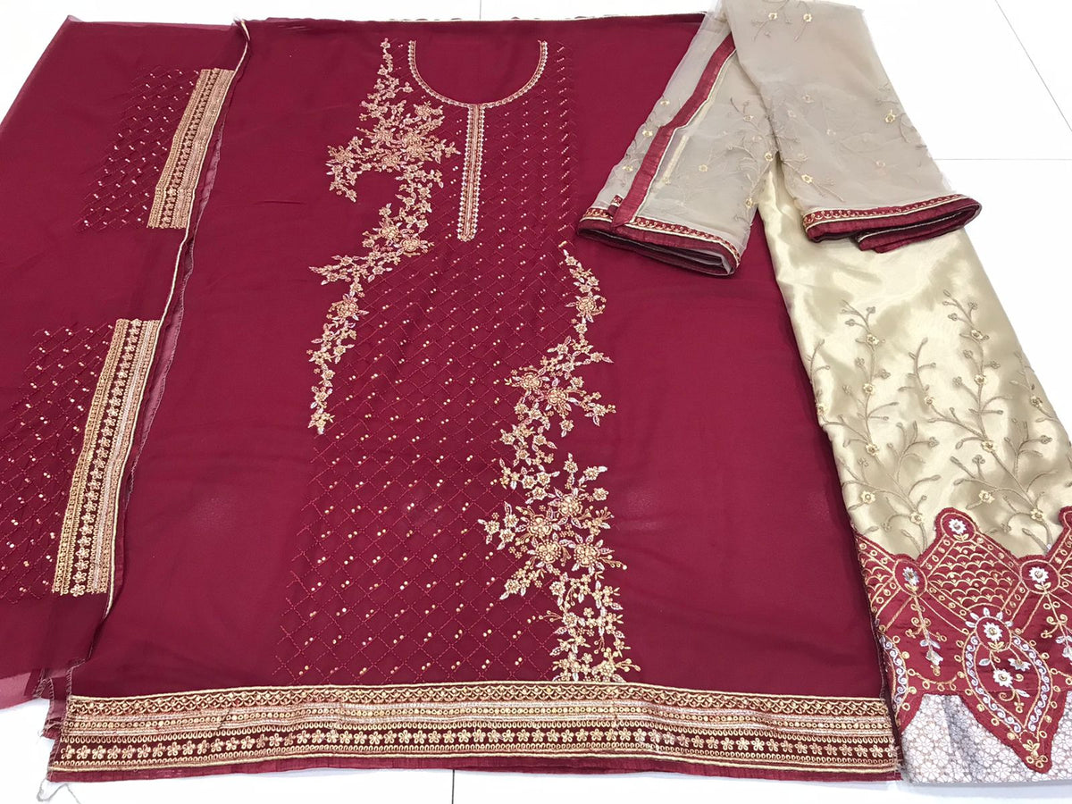 Georgette Plus Size Indo-Western Top, Skirt & Dupatta Set 7006