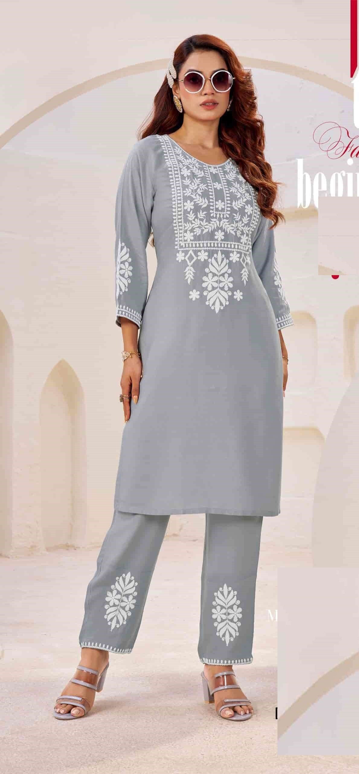 Lucknowi Work Casual Wear Mal Cotton Co-ord Set 1001