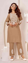 Lucknowi Work Casual Wear Mal Cotton Co-ord Set 1001