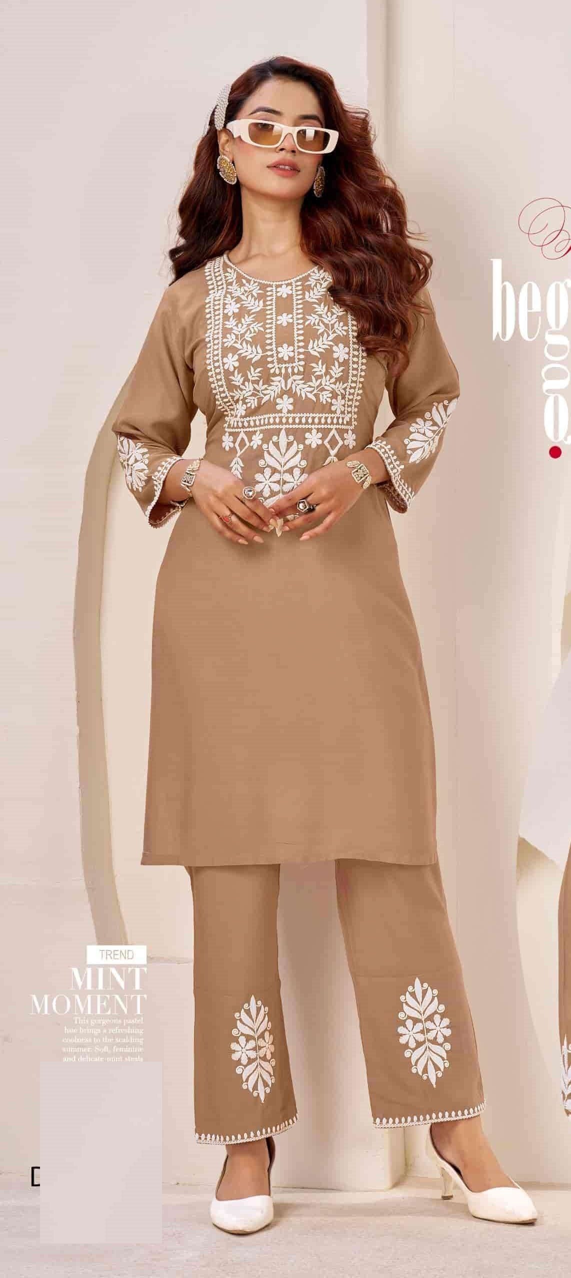 Lucknowi Work Casual Wear Mal Cotton Co-ord Set 1001