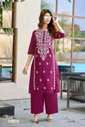 Cotton Slub Summer Wear Lucknowi Embroidery Kurta Set 1001