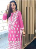 Light Pink Lucknowi Work Kurta & Pant Set 1213