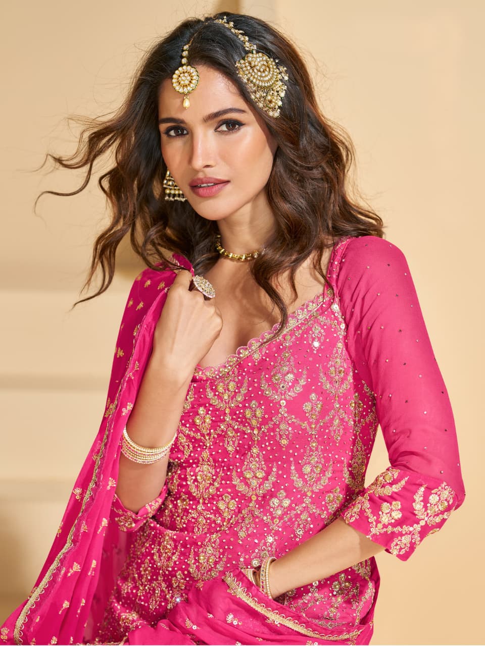 Wedding Collection Heavy Embroidery Georgette Full Stitched Skirt And Top Suit 5800