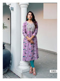 Purple Bandhani Print Mal Cotton Straight Fit Kurti 1003