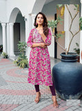 Rose Pink Bandhani Print Mal Cotton Straight Fit Kurti 1005