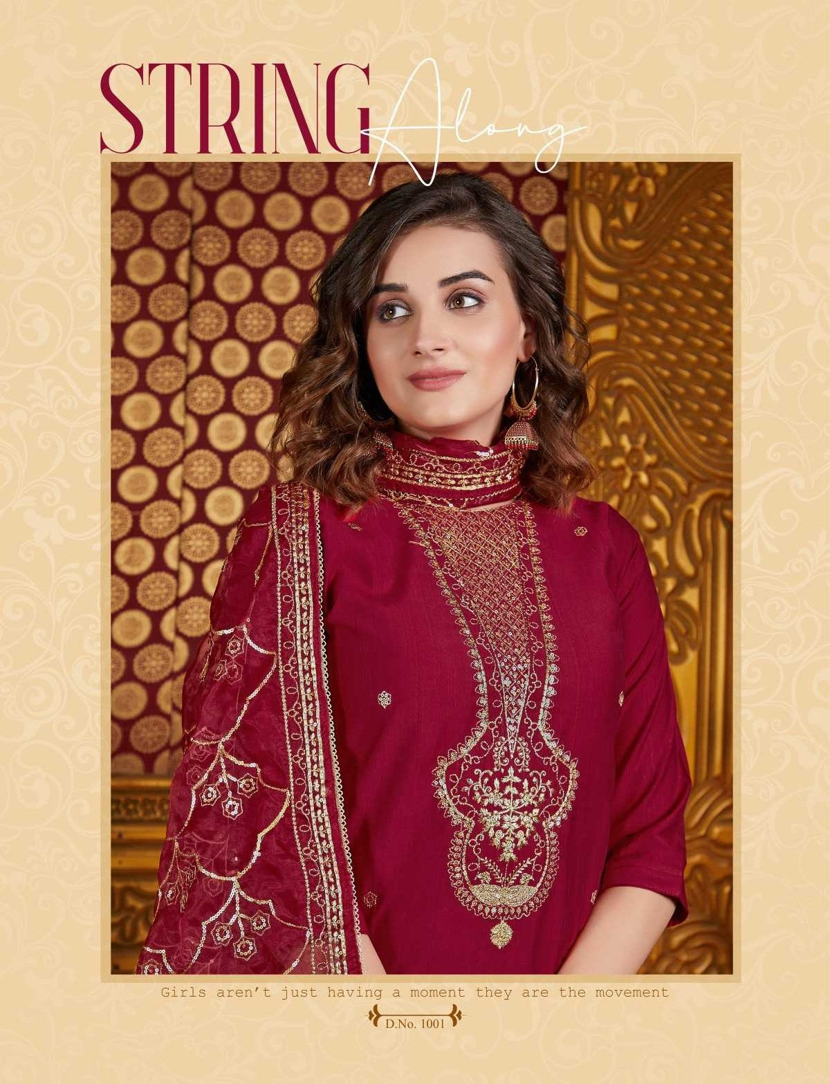 Red Silk Heavy V Neck Embroidery Organza Dupatta Full Stitch Suit 1001