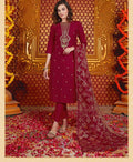 Red Silk Heavy V Neck Embroidery Organza Dupatta Full Stitch Suit 1001
