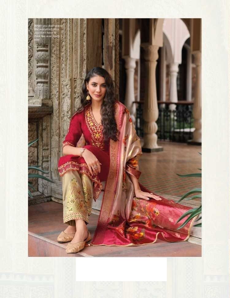 Pink Soft Silk Hand Work Top & Banarasi Bottom With Silk Dupatta Suit 23201