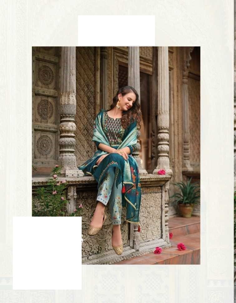 Peacock Blue Soft Silk Hand Work Top & Banarasi Bottom With Silk Dupatta Suit 23205