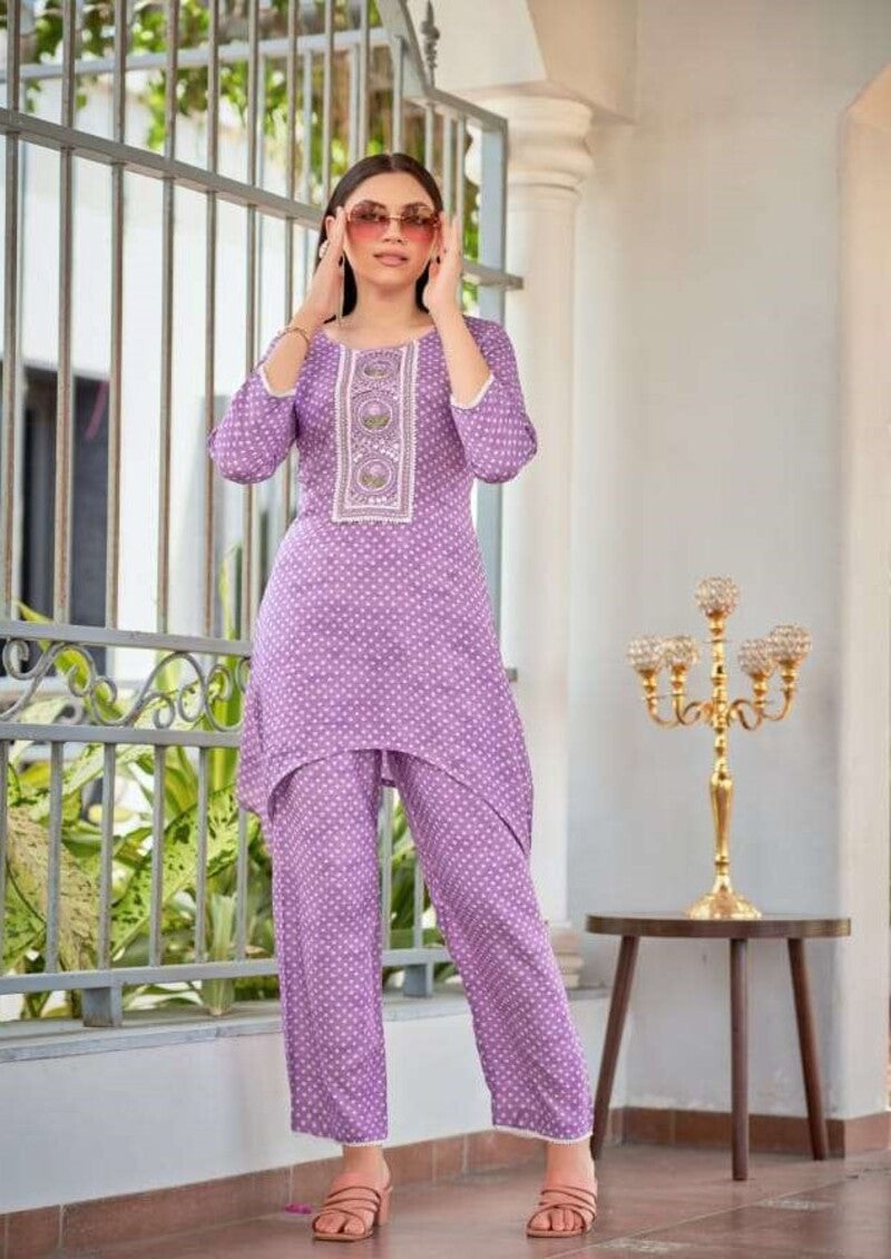 Pure Muslin Viscose Hand Work & Real Work Full Stitched Co-ord Set For Women 1001