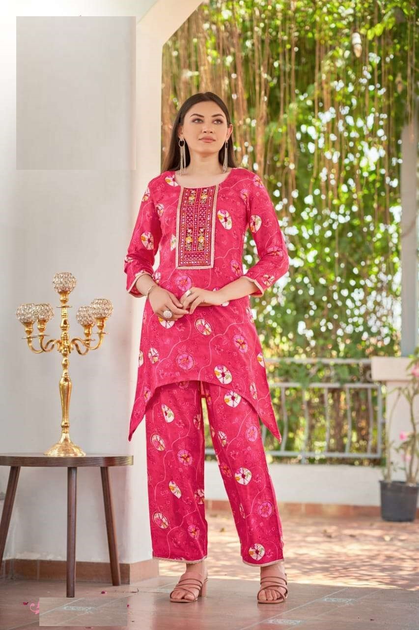 Pure Muslin Viscose Hand Work & Real Work Full Stitched Co-ord Set For Women 1001