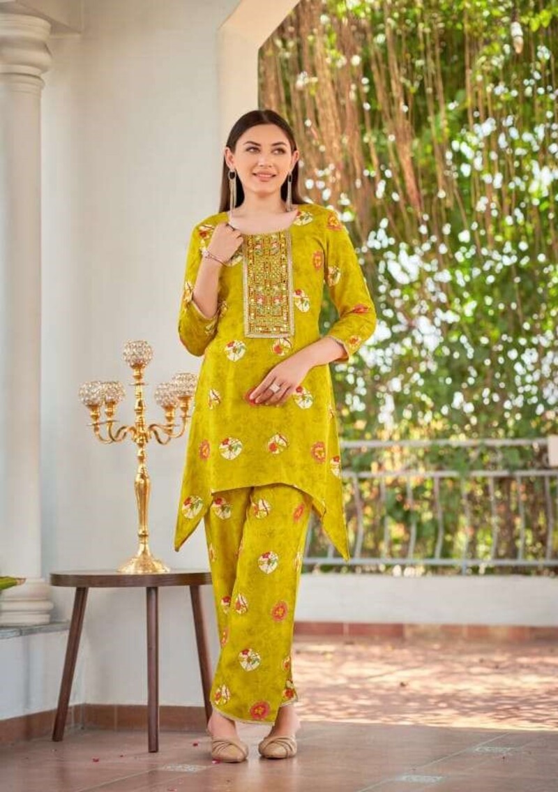 Pure Muslin Viscose Hand Work & Real Work Full Stitched Co-ord Set For Women 1001
