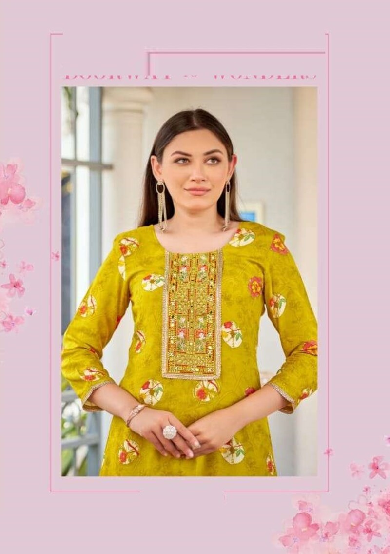 Pure Muslin Viscose Hand Work & Real Work Full Stitched Co-ord Set For Women 1001