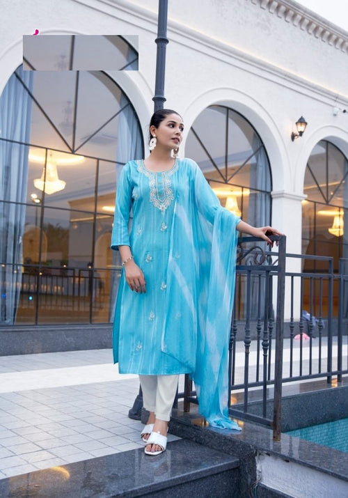Casual Wear Lucknowi Work Kurta Set With Dupatta 1001