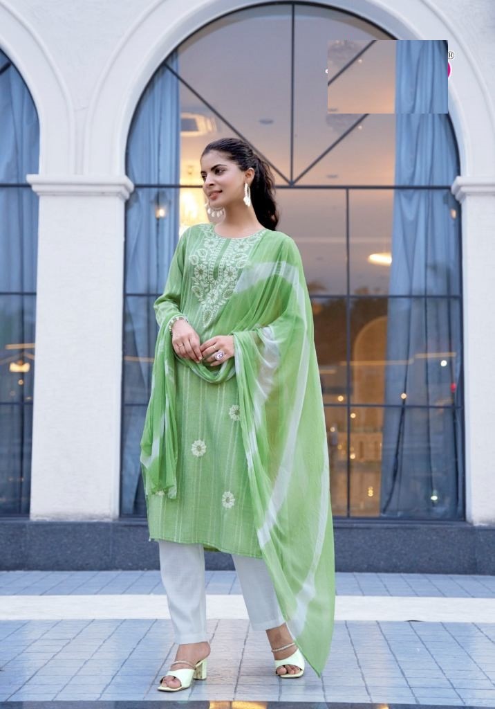 Casual Wear Lucknowi Work Kurta Set With Dupatta 1001