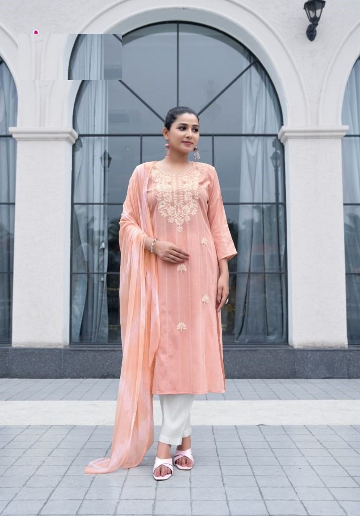 Casual Wear Lucknowi Work Kurta Set With Dupatta 1001