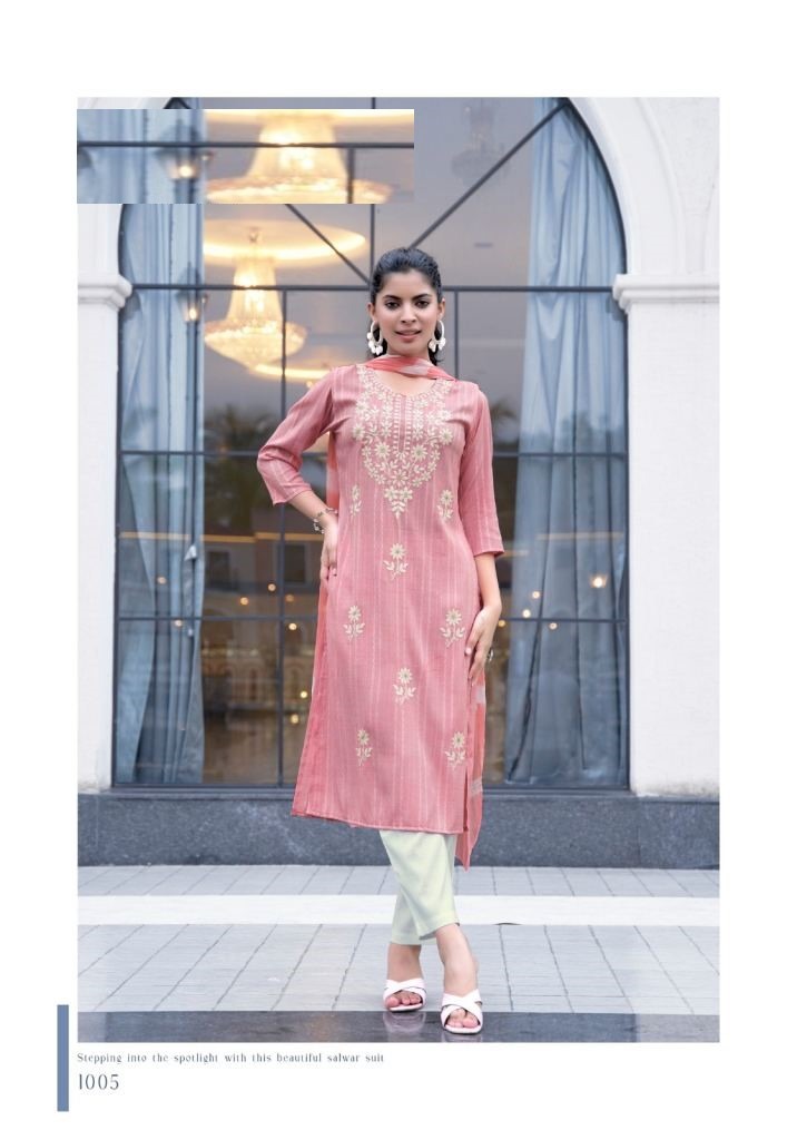Casual Wear Lucknowi Work Kurta Set With Dupatta 1001