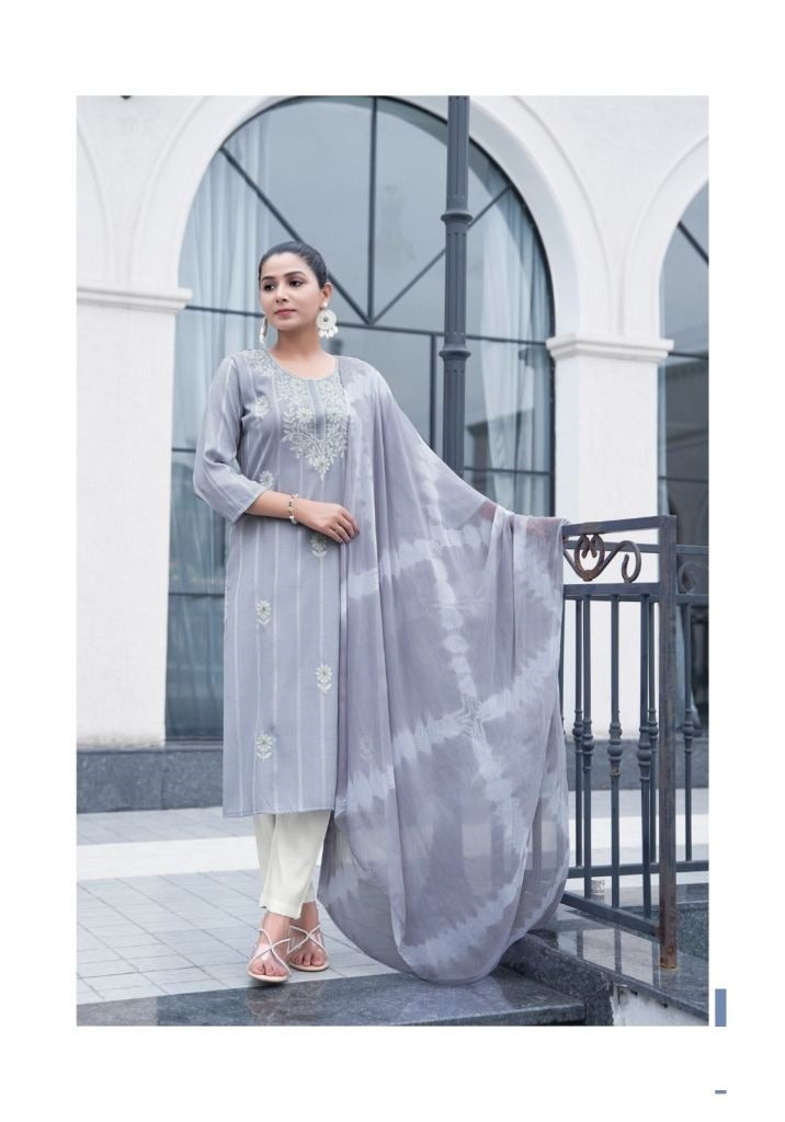 Casual Wear Lucknowi Work Kurta Set With Dupatta 1001