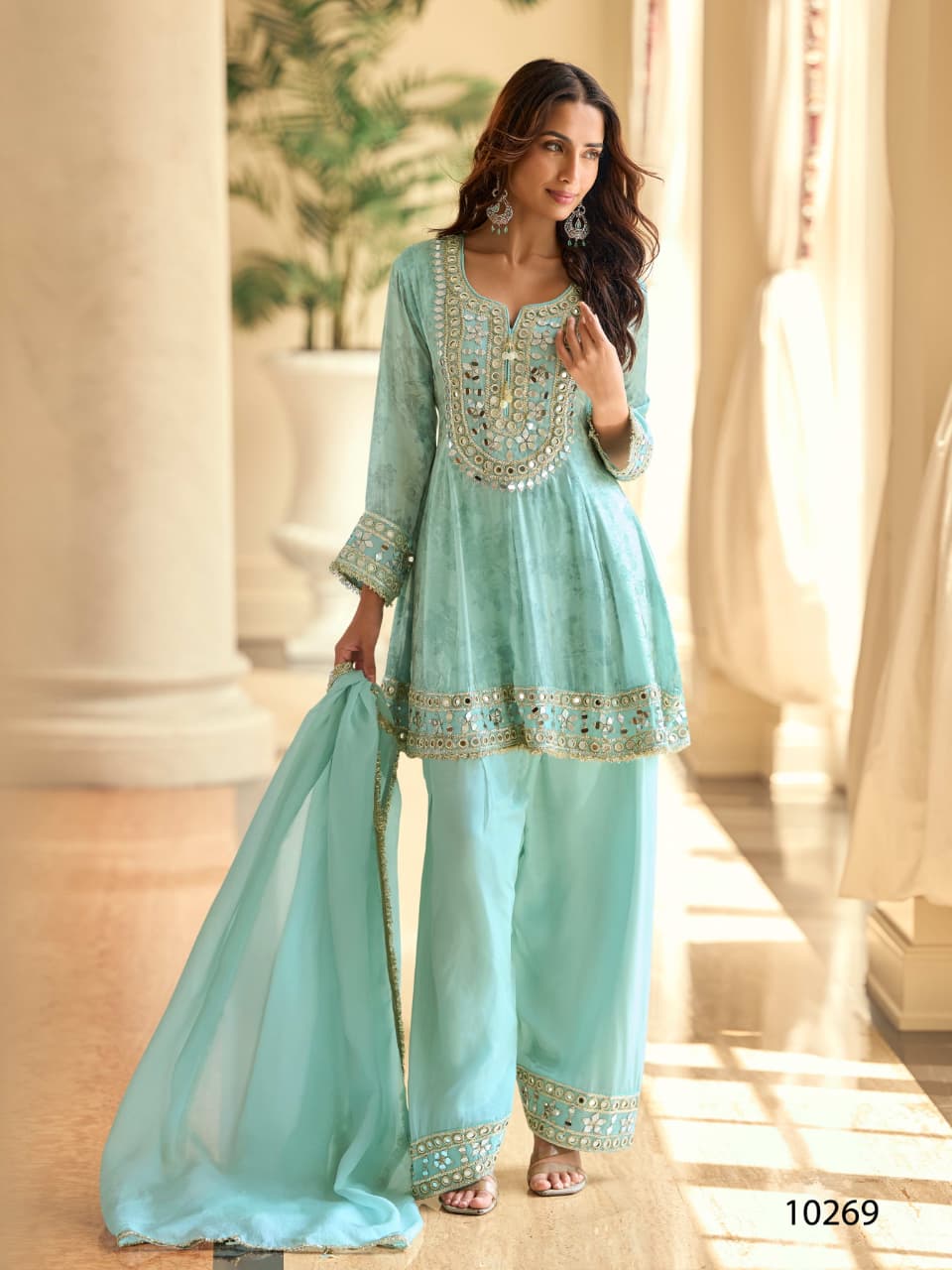 Wedding Look Real Mirror Work Silk Suit 10269