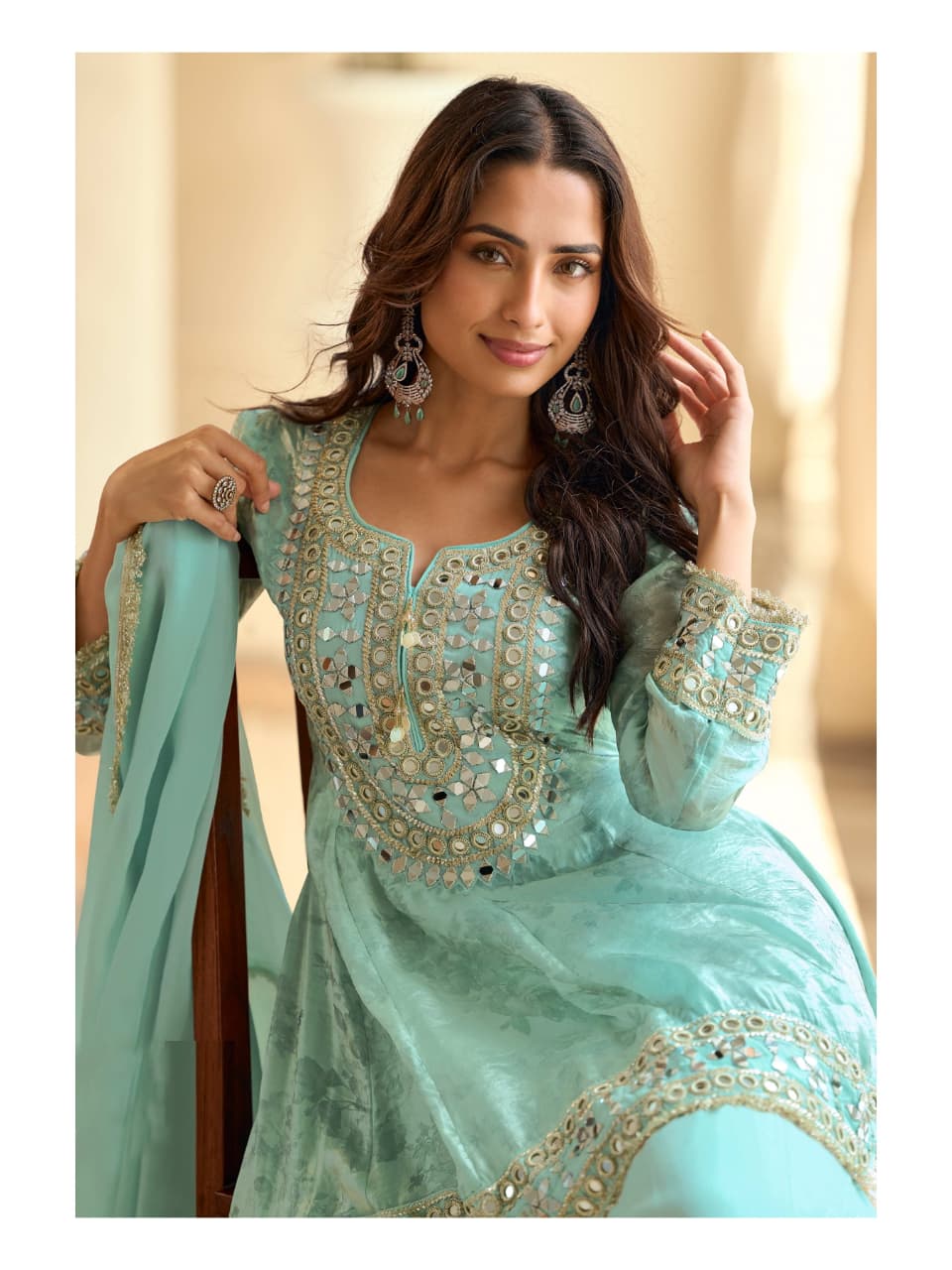 Wedding Look Real Mirror Work Silk Suit 10269