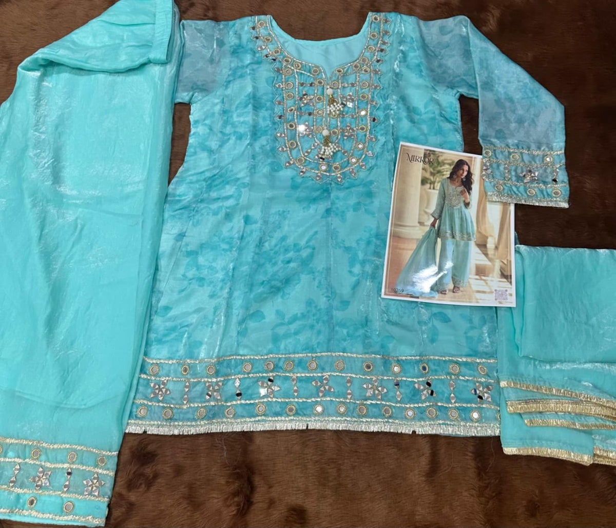Wedding Look Real Mirror Work Silk Suit 10269