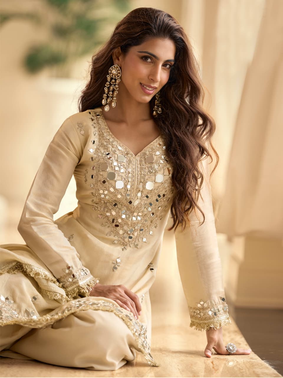 Wedding Look Real Mirror Work Silk Suit 10269