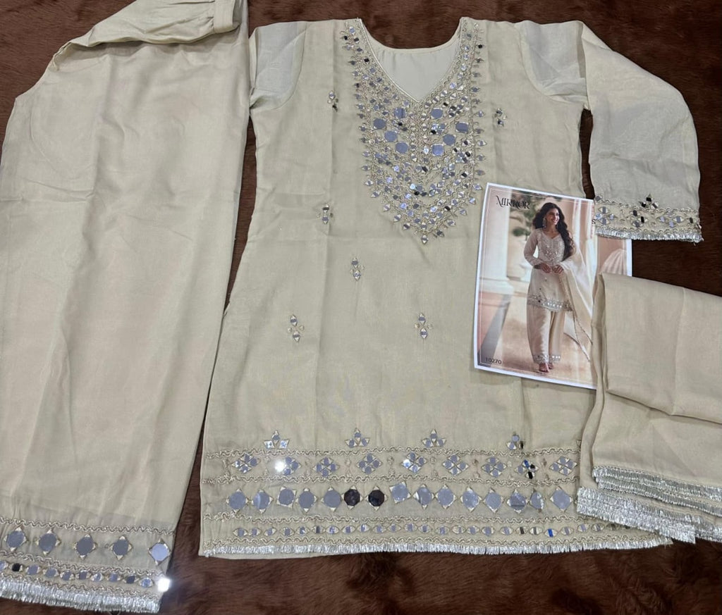 Wedding Look Real Mirror Work Silk Suit 10269