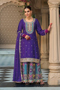 Fabulous Full Stitched Chinon Silk Palazzo Suit For Wedding 1806A