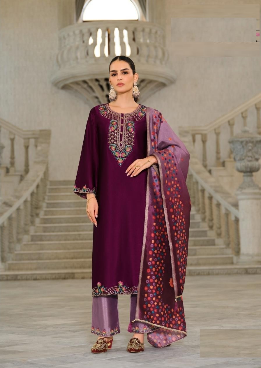 Festive Wear Hand Work Silk Suit With Organza Dupatta 27391