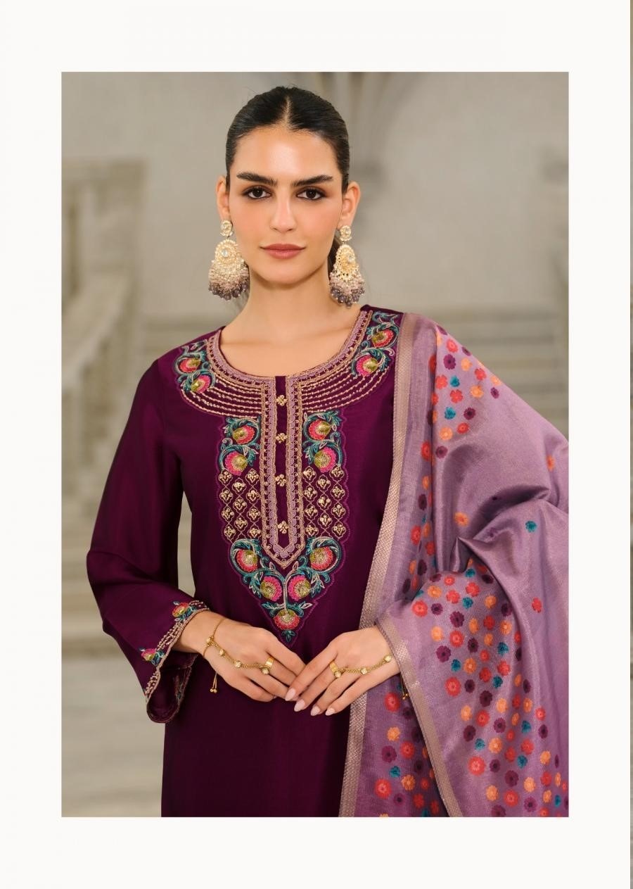Festive Wear Hand Work Silk Suit With Organza Dupatta 27391