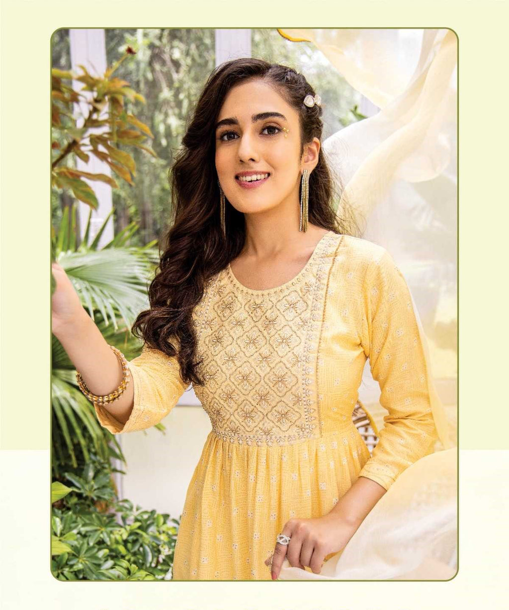 Light Yellow Heavy Rayon Ceremonial Look Sharara Set 104