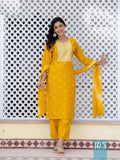 Yellow Printed Roman Silk Suit With Soft Silk Dupatta 105