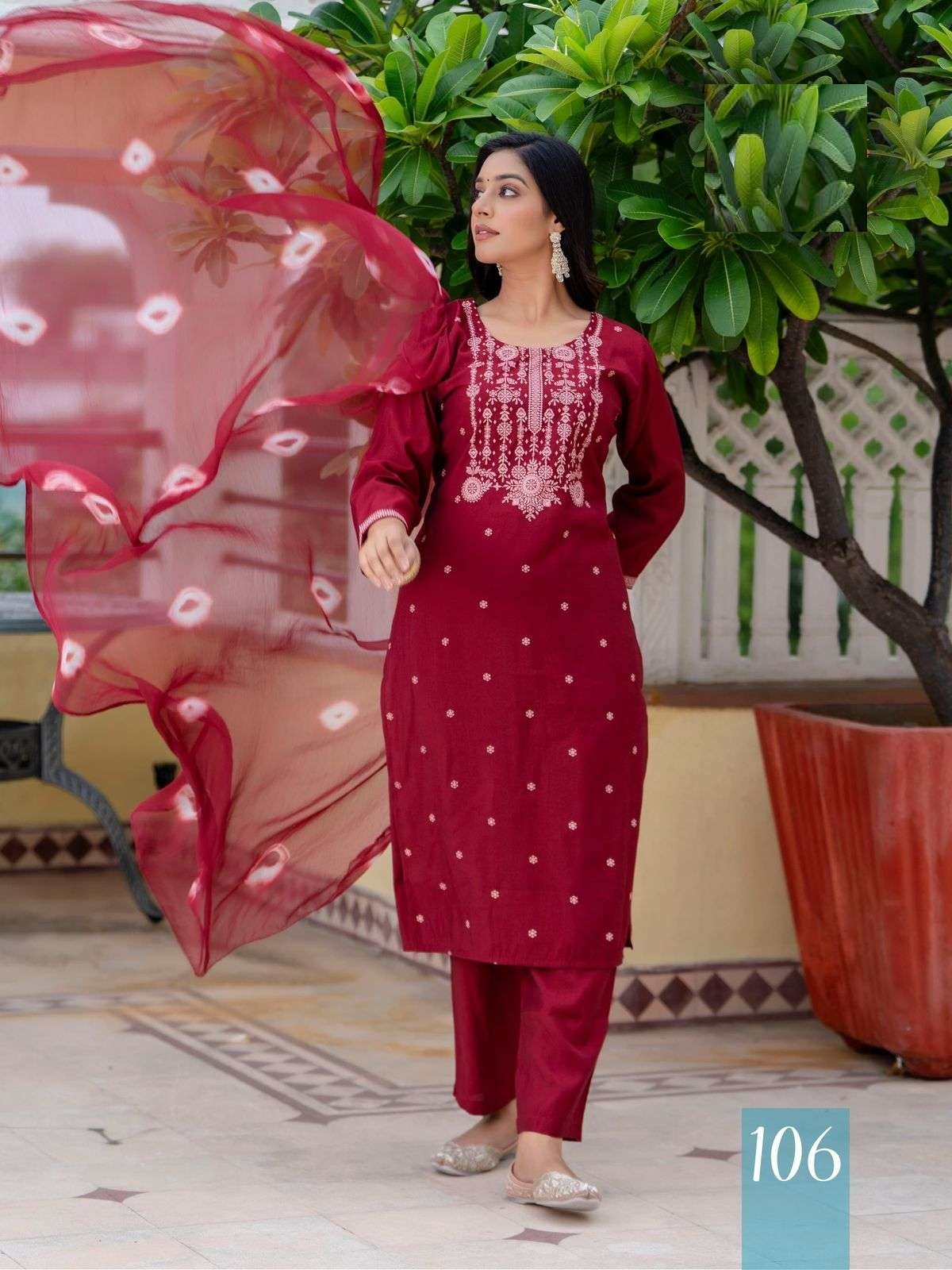 Maroon Printed Roman Silk Suit With Soft Silk Dupatta 106