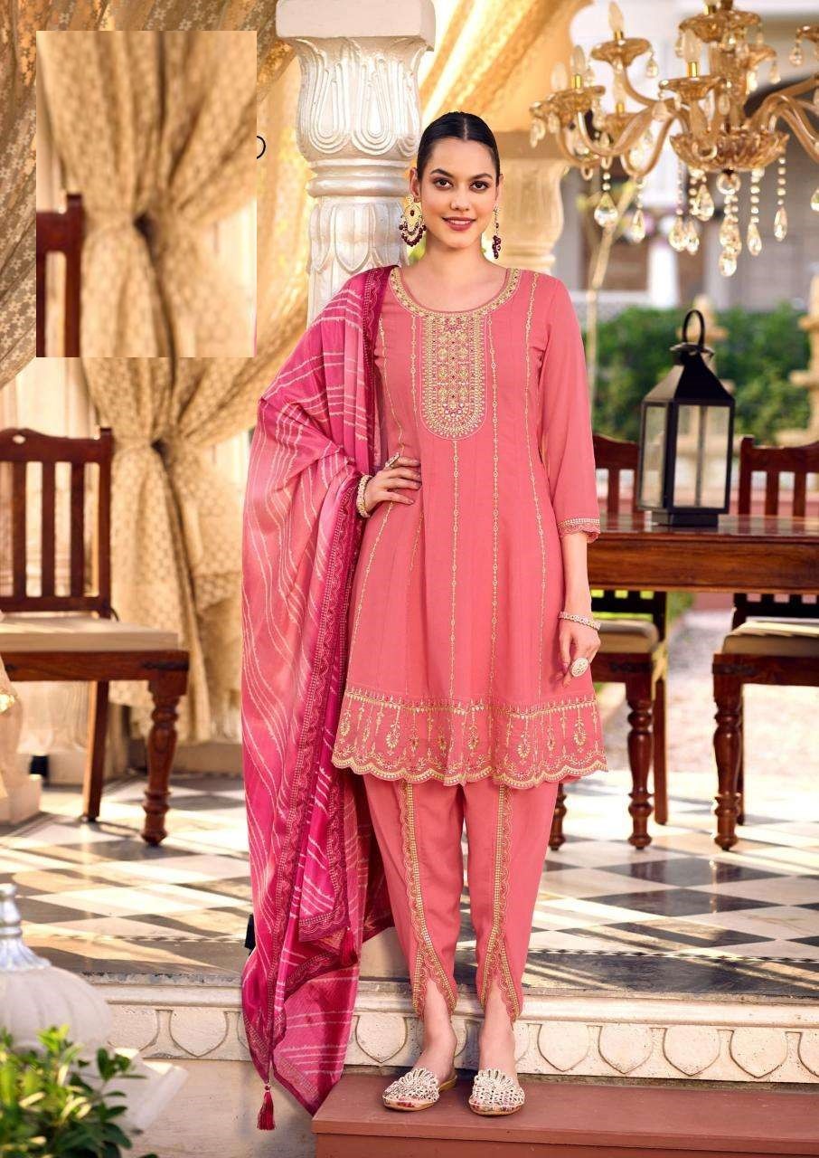 Georgette Silk Tulip Pants Embroidered Festival Suit For Women 5711