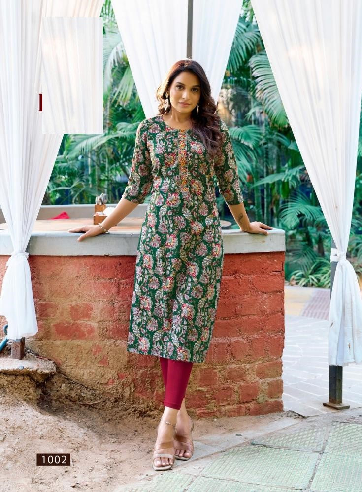 Straight Fit Printed Summer Wear Kurti 1001