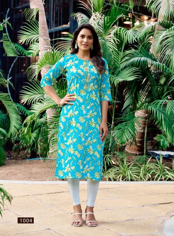Straight Fit Printed Summer Wear Kurti 1001